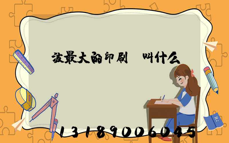 寧波最大的印刷廠叫什么