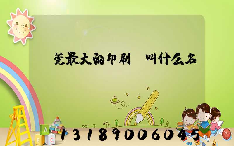 東莞最大的印刷廠叫什么名